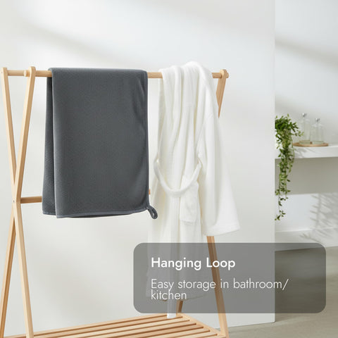 JiangZShangM Microfibre Hand Towels with Hanging Loop, Small Hand Towels Set of 3, Quick Dry Towel for Kitchen and Bathroom Use
