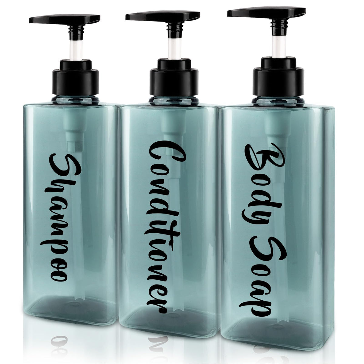 ILIKEPOW 3pcs Shampoo and Conditioner Dispenser, Blue, for Bathroom