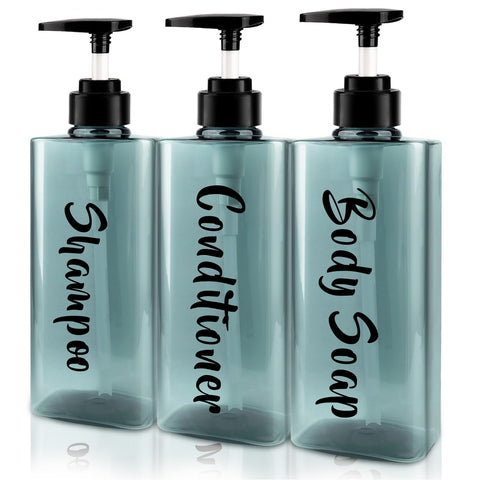 ILIKEPOW 3pcs Shampoo and Conditioner Dispenser, Blue, for Bathroom