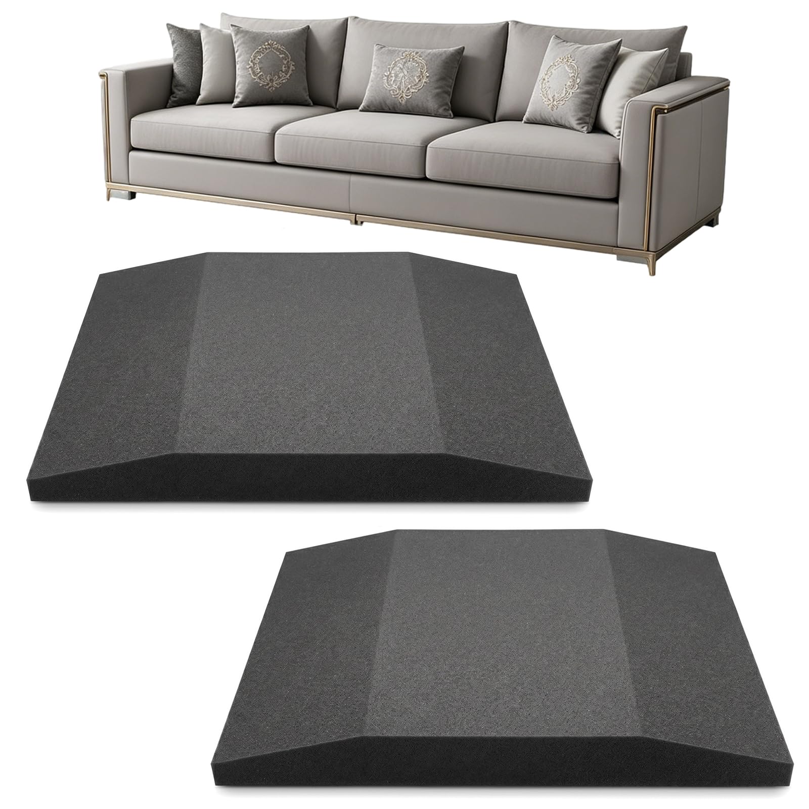 Wulshome 2 Pcs High Density Foam Sofa Cushion Support 55×55cm, Couch Seat Saver for Sagging Furniture Seat Repair Sofa Cushion Support for Sagging