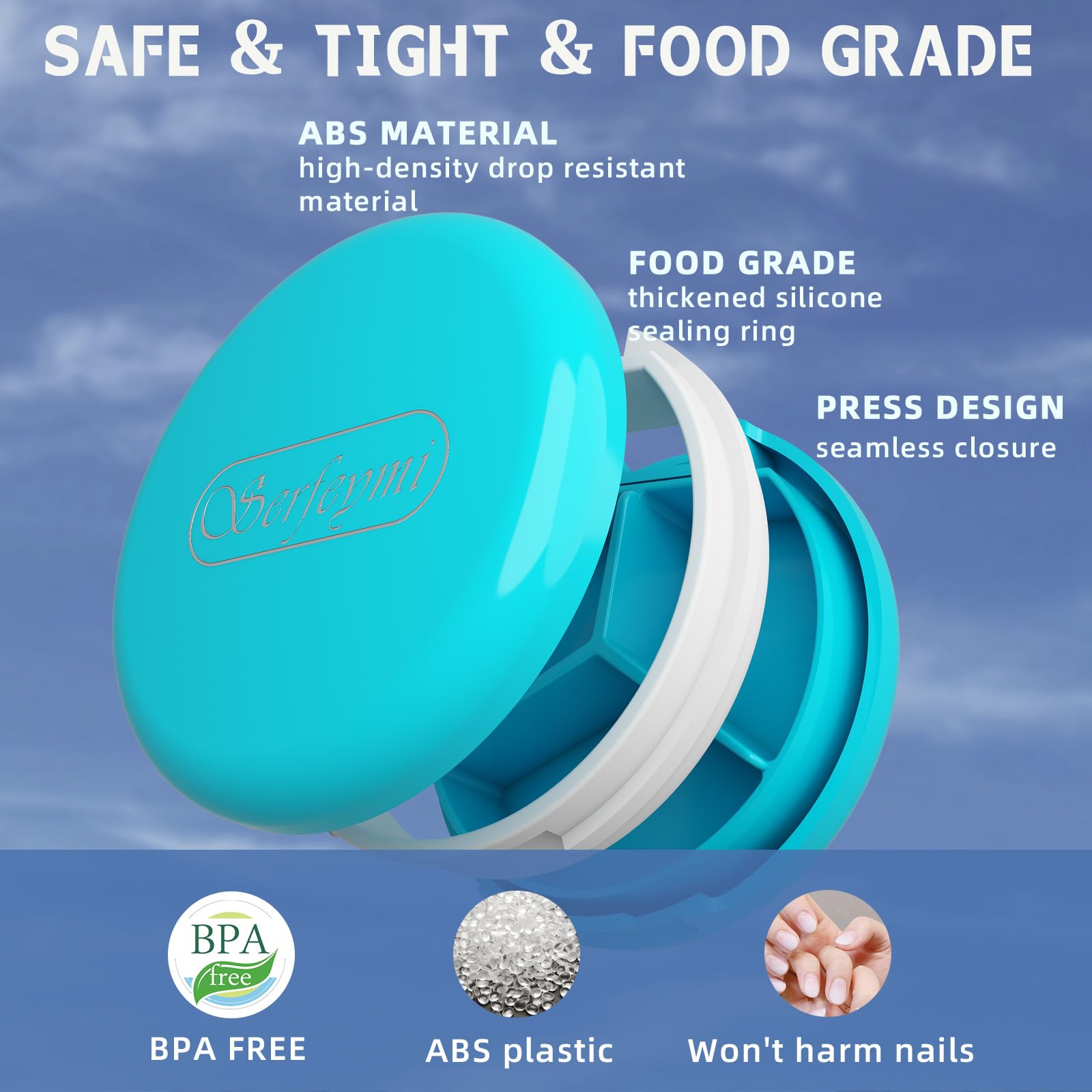 Serfeymi 3 Compartment Waterproof Cute Small Pill Box for Purse & Pocket,Travel Portable and Multifunctional Pill Case Holder for Vitamins,Fish