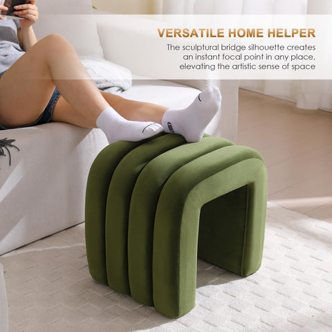 Zesthouse Arched Ottoman Foot Stool, U-shape Pouffe Footstool, Green