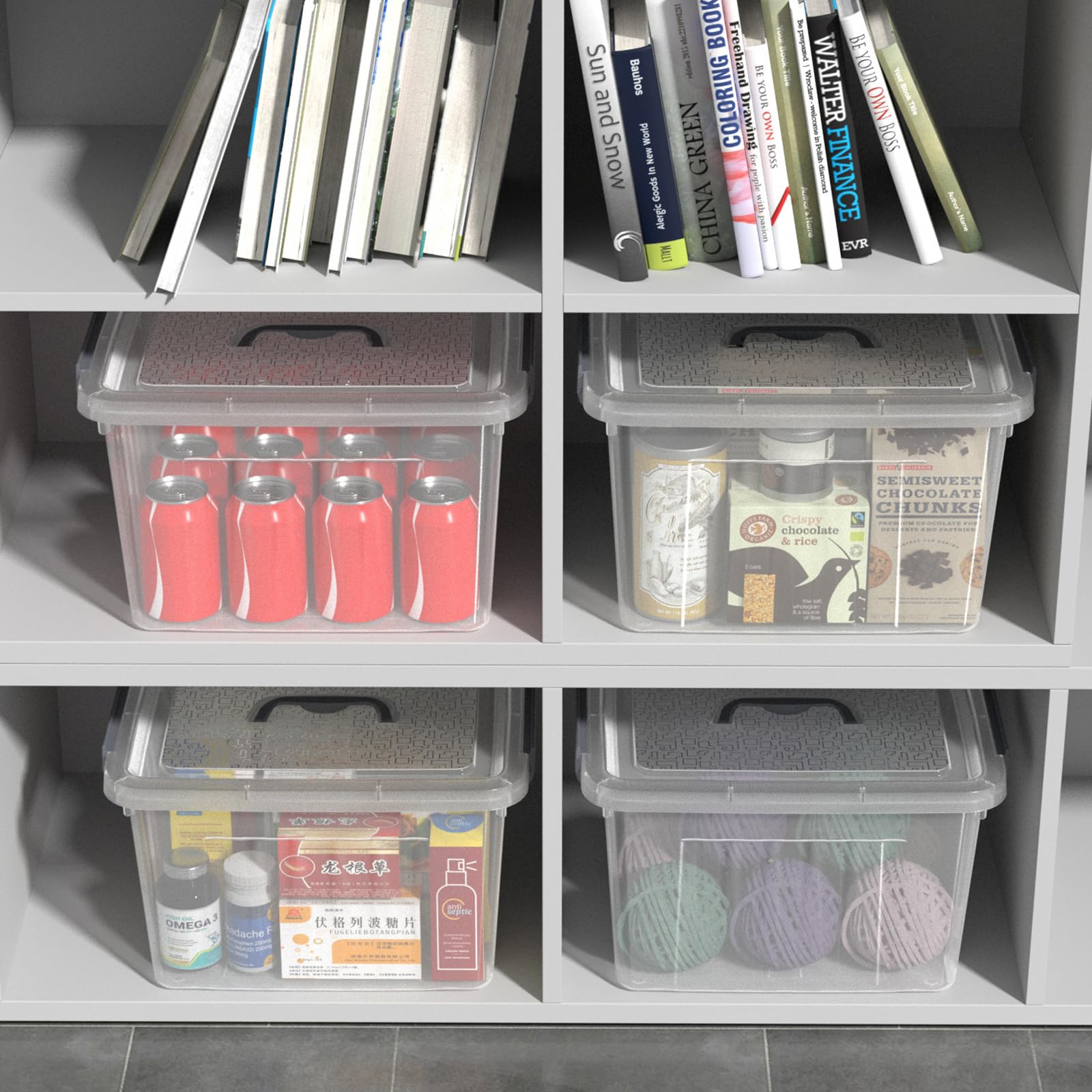 Neadas 10 L Clear Storage Latching Box, Plastic Boxes with Lid, 6-Pack