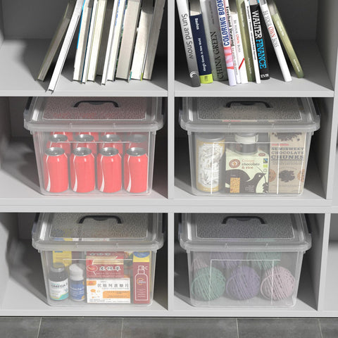 Neadas 10 L Clear Storage Latching Box, Plastic Boxes with Lid, 6-Pack