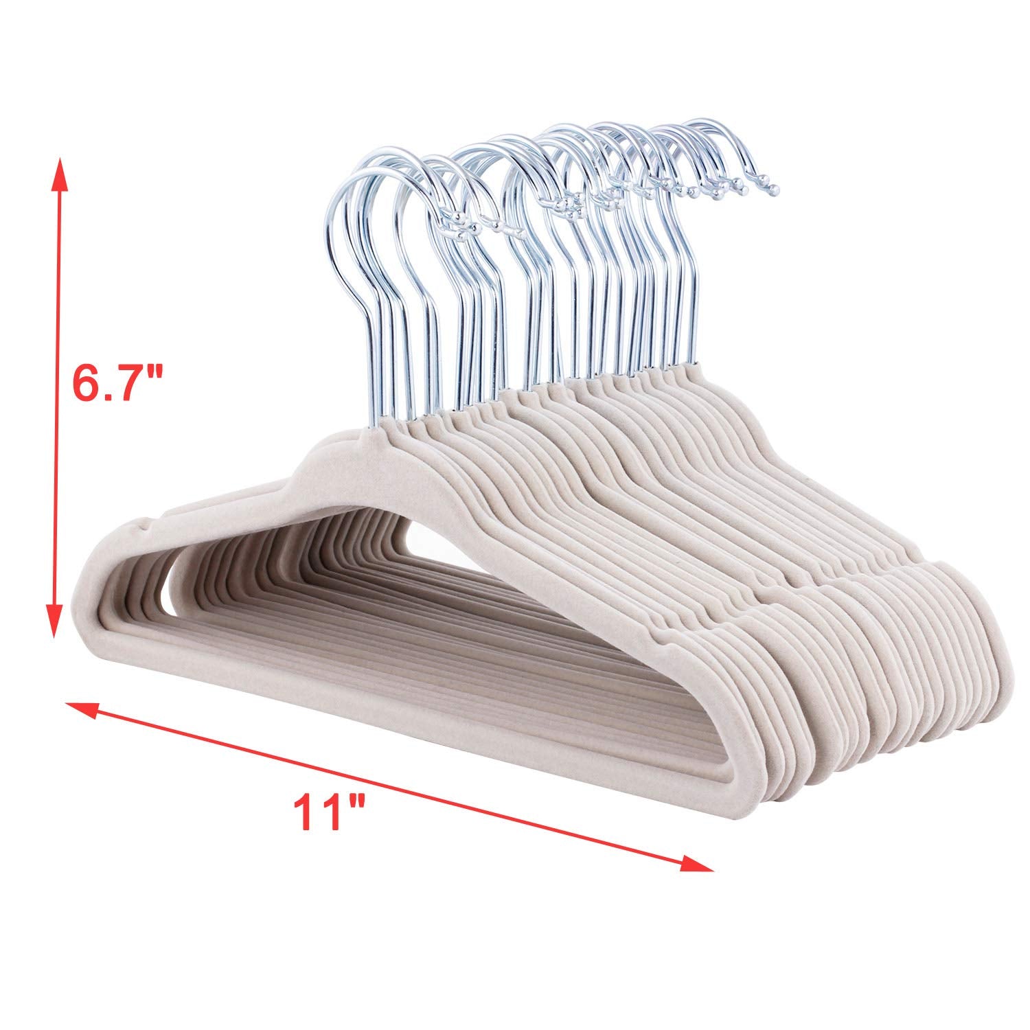 ETAOLINE Baby Velvet Hangers for Kids Clothes, 25-Pack Beige