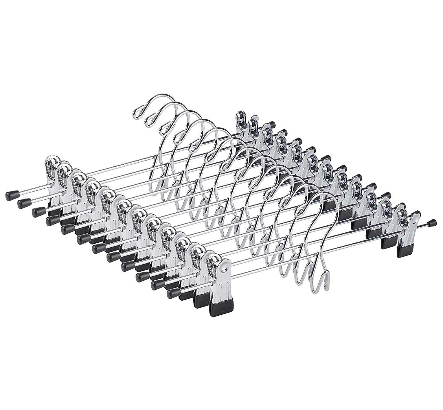 Amber Home 26 Pack Heavy Duty Add on Metal Pants Skirt Hangers, Stackable Add-on Metal Clothes Hangers with 2-Adjustable Clips