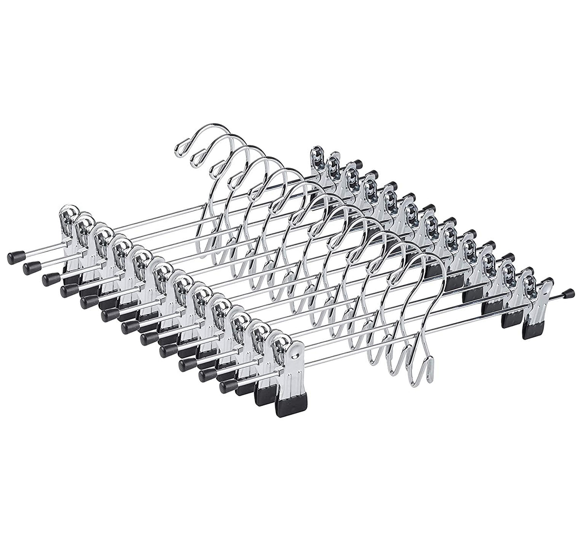Amber Home 26 Pack Heavy Duty Add on Metal Pants Skirt Hangers, Stackable Add-on Metal Clothes Hangers with 2-Adjustable Clips