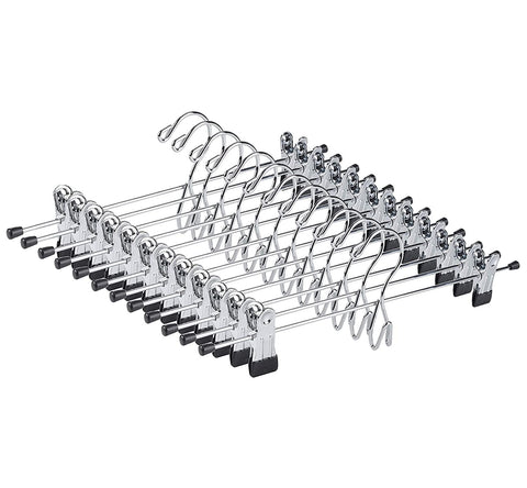 Amber Home 26 Pack Heavy Duty Add on Metal Pants Skirt Hangers, Stackable Add-on Metal Clothes Hangers with 2-Adjustable Clips