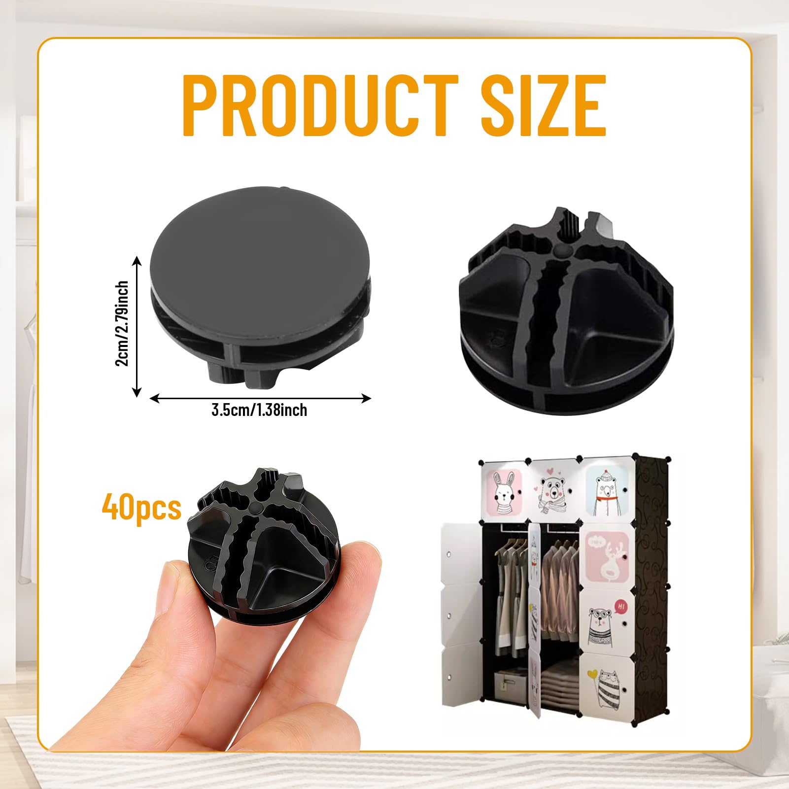 40Pcs Wire Cube Connectors, Black Plastic Joiners for Wire Cube Storage, Compatible with C&C Grids, Modular Shelving, Interlocking Connector