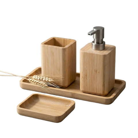 Asashizen Handmade Natural Bamboo Bathroom Accessory Set