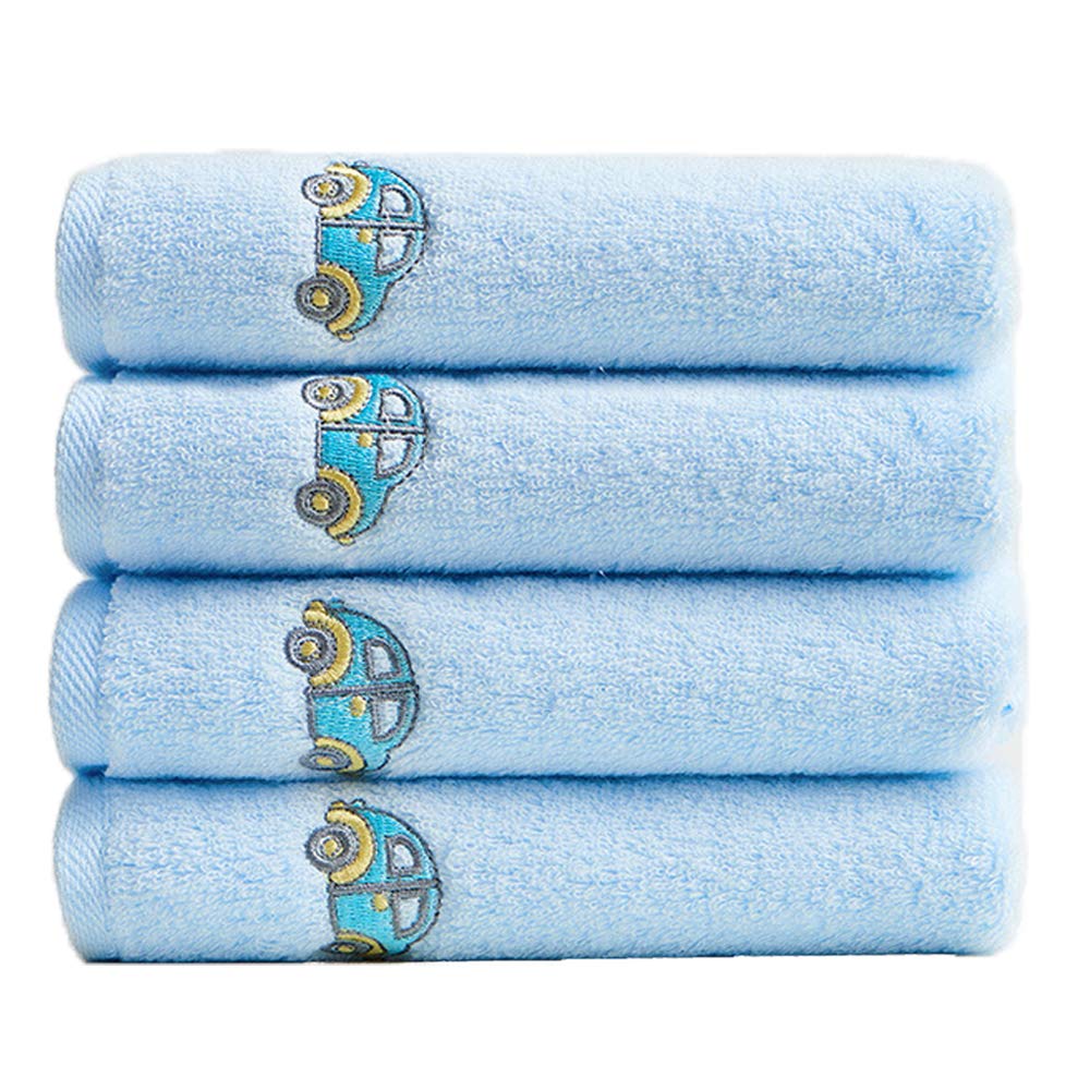 Nanxson Washcloth Towels Set 4 Pack Cotton Fingertip Towel Hand Bath Towel Baby Wash Face Cloths MJ0004 (4 pieces set (30 x 30 cm), blue)