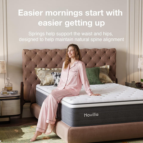 Novilla Single Mattress 3FT –27CM Medium Firm Memory Foam Hybrid Mattress with 7-Zone Pocket Sprung Support, Motion Isolation, Back Relief