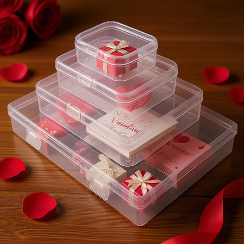 Goodma 36 Pieces Mixed Sizes Rectangular Plastic Organizer Box, Transparent