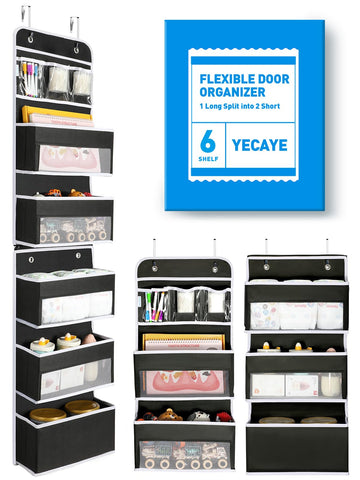 Yecaye Over the Door Organiser, 6-Tier, Black, 1 Pack