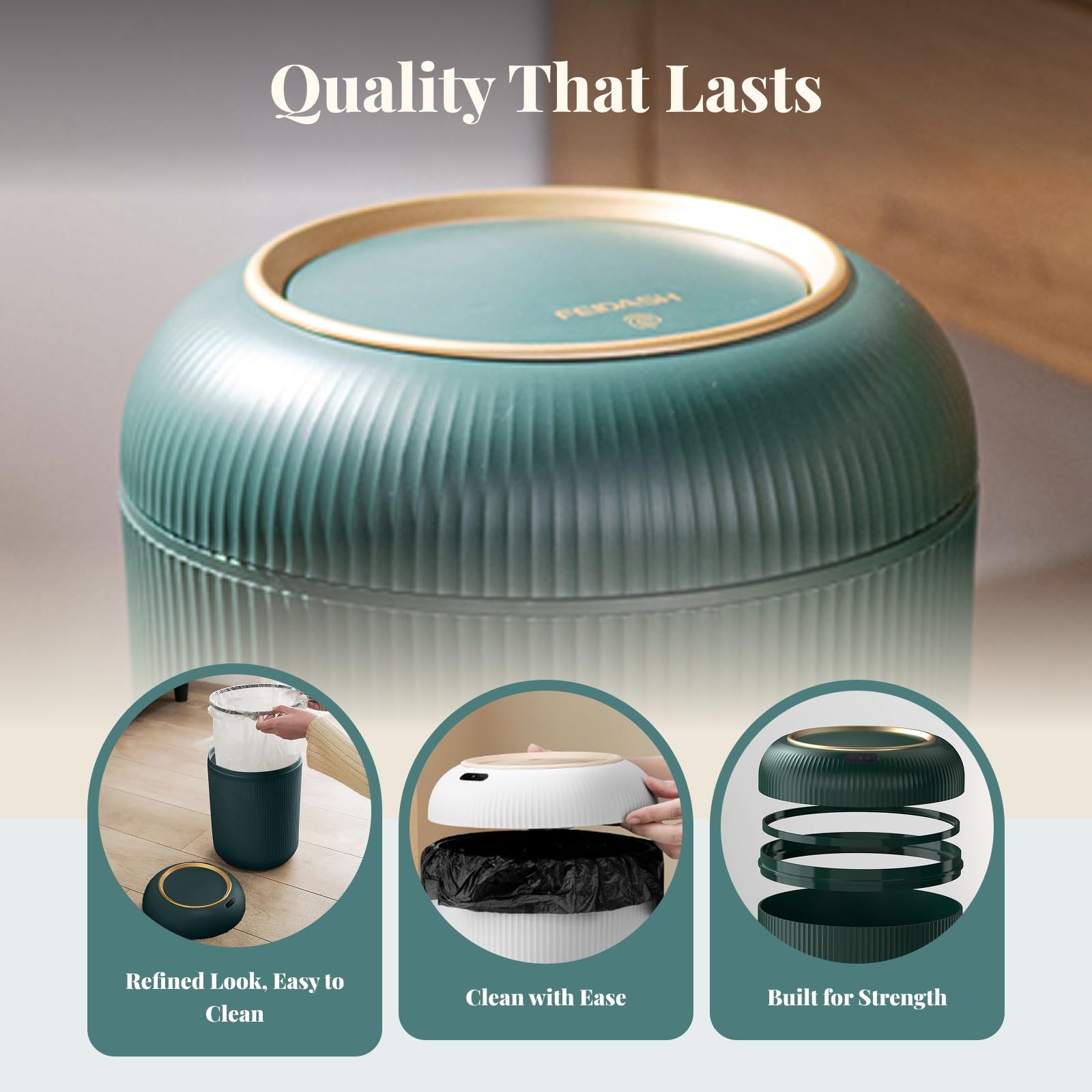 LOVIVER Waste Bin Wastebasket Dustbin Versatile Waste Paper Bucket Desktop Trash Can for Countertop Dresser Coffee Table Living Room, green