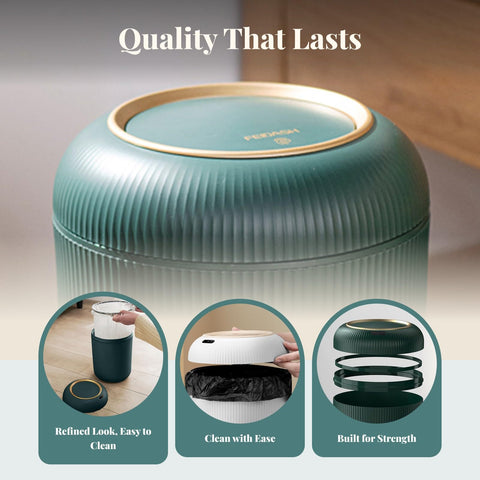 LOVIVER Waste Bin Wastebasket Dustbin Versatile Waste Paper Bucket Desktop Trash Can for Countertop Dresser Coffee Table Living Room, green