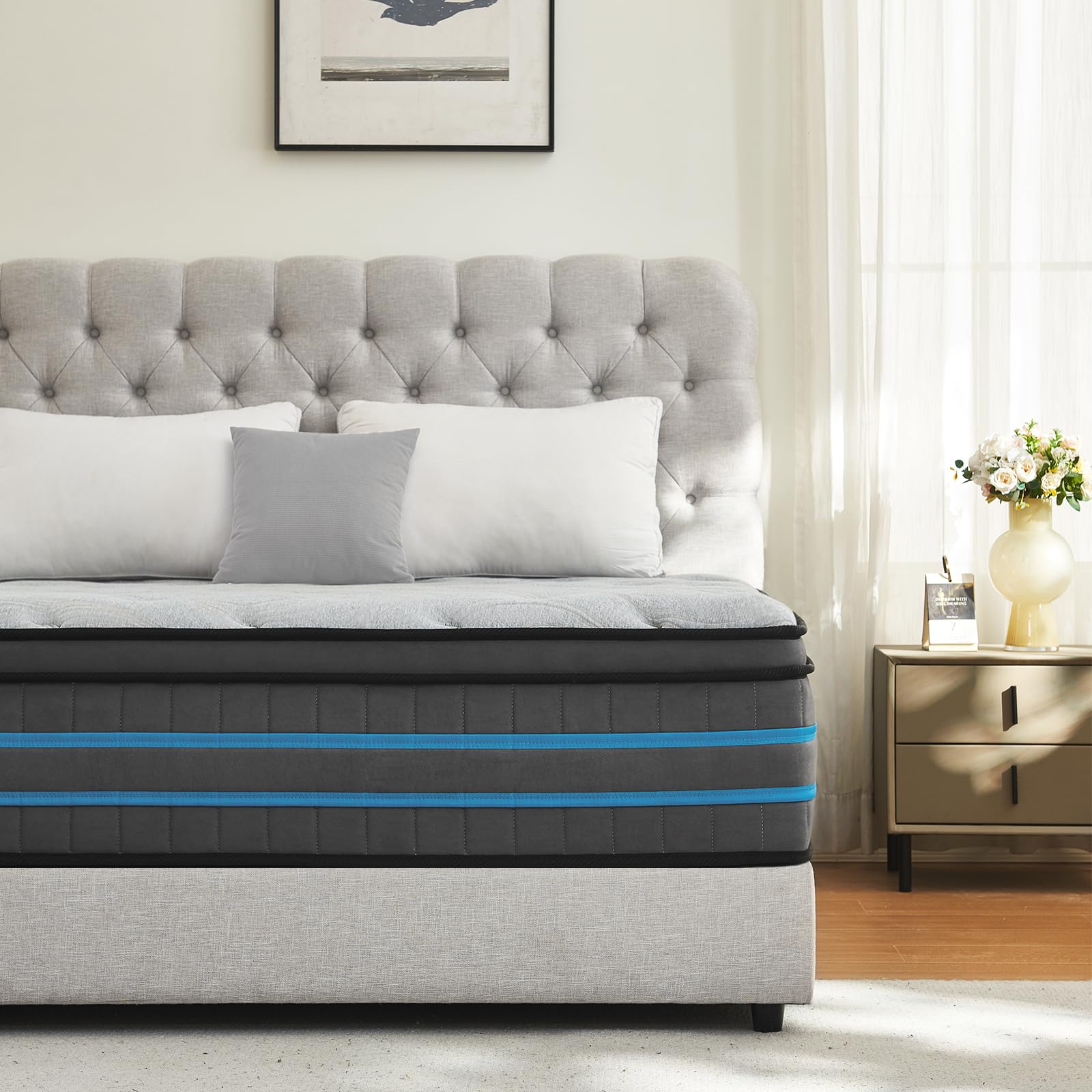 SleepTheme 3FT, Single Mattress,90x190x28cm Hybrid Pocket Sprung, Med Firm