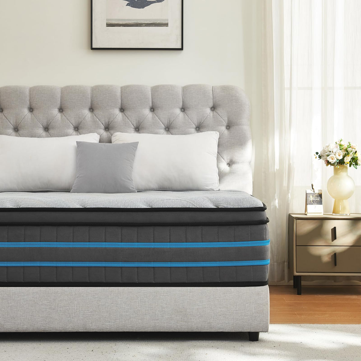 SleepTheme 3FT, Single Mattress,90x190x28cm Hybrid Pocket Sprung, Med Firm