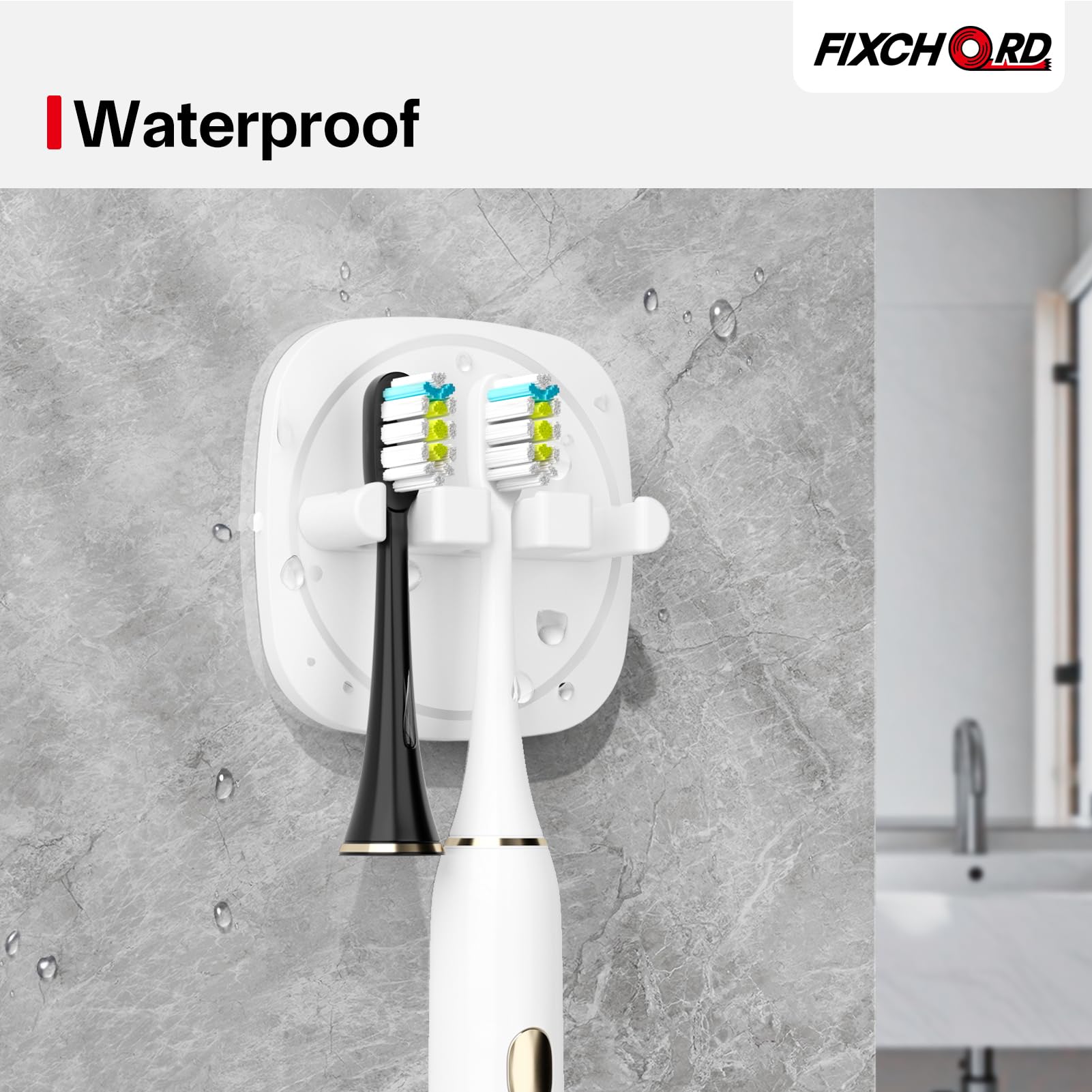 FIXCHORD Electric Toothbrush Head Holder, 2 Pieces, Bathroom Toothbrush Holder for Electric Toothbrushes with Strong 3M Sticker