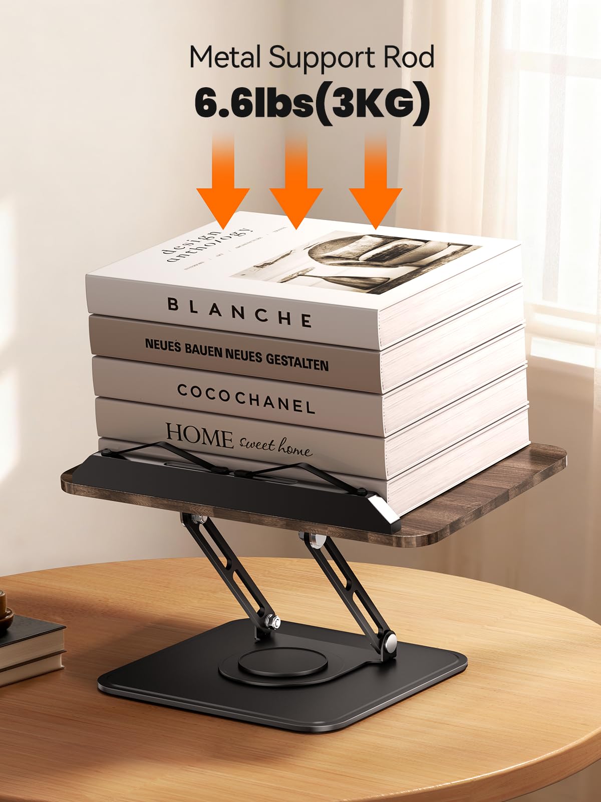 tounee Book Stand, 360° Rotating Reading Book Holder, Adjustable Cookbook Stand for Hands-Free Reading, Foldable Desktop Book Holder for All Books