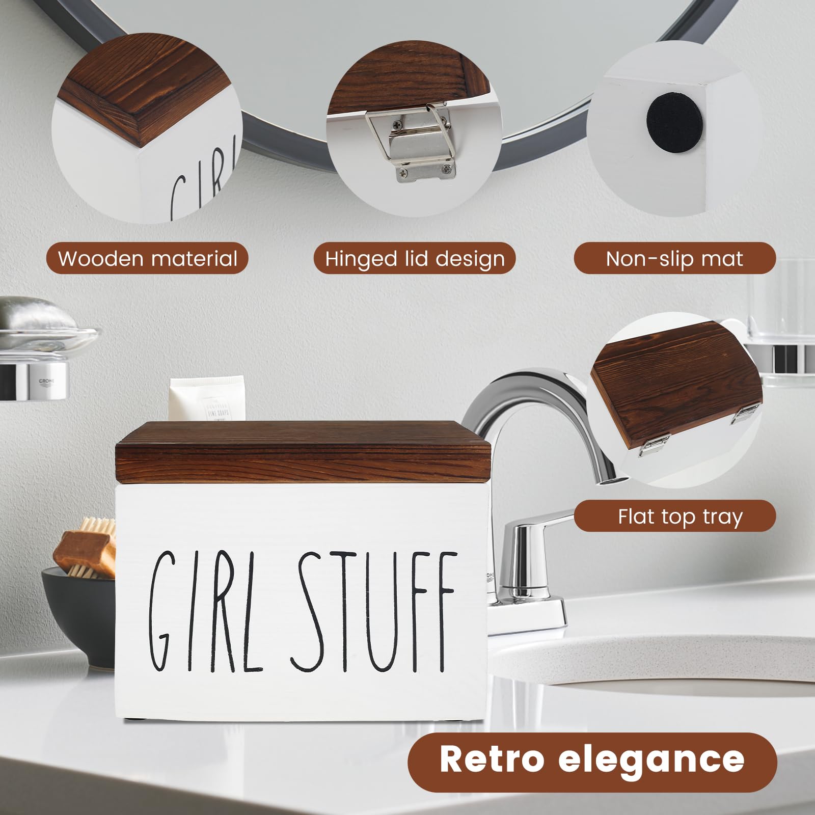 Tampon Holder for Bathroom, Versatile Tampon Storage Pad Organizer, Practical Tampon and Pad Storage Container with Lid