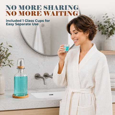 Glass Mouthwash Dispenser for Bathroom 11.8oz/350ml