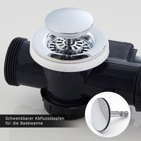 HAPPOW Bathtub Plug, 43 mm Plug Bathtub, Drain Plug Bathtub Made of Copper, Universal Bathtub Plug, Adjustable Support Rod: 47-67 mm
