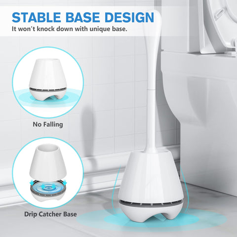 uptronic Toilet Brush and Holder 2 Pack, Toilet Brush with Ventilated Holder, Toilet Bowl Brush with Long and Large Handle for Bathroom-Ergonomic
