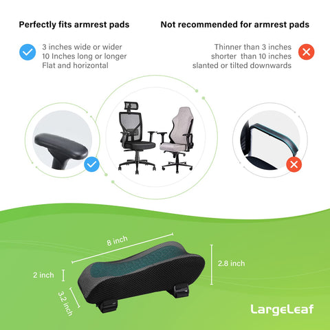 LargeLeaf Chair Ergonomic Armrest Cooling Gel Pads Elbow Pillow Pressure Relief Office Chair Gaming Chair armrest with Memory Foam armrest Pads