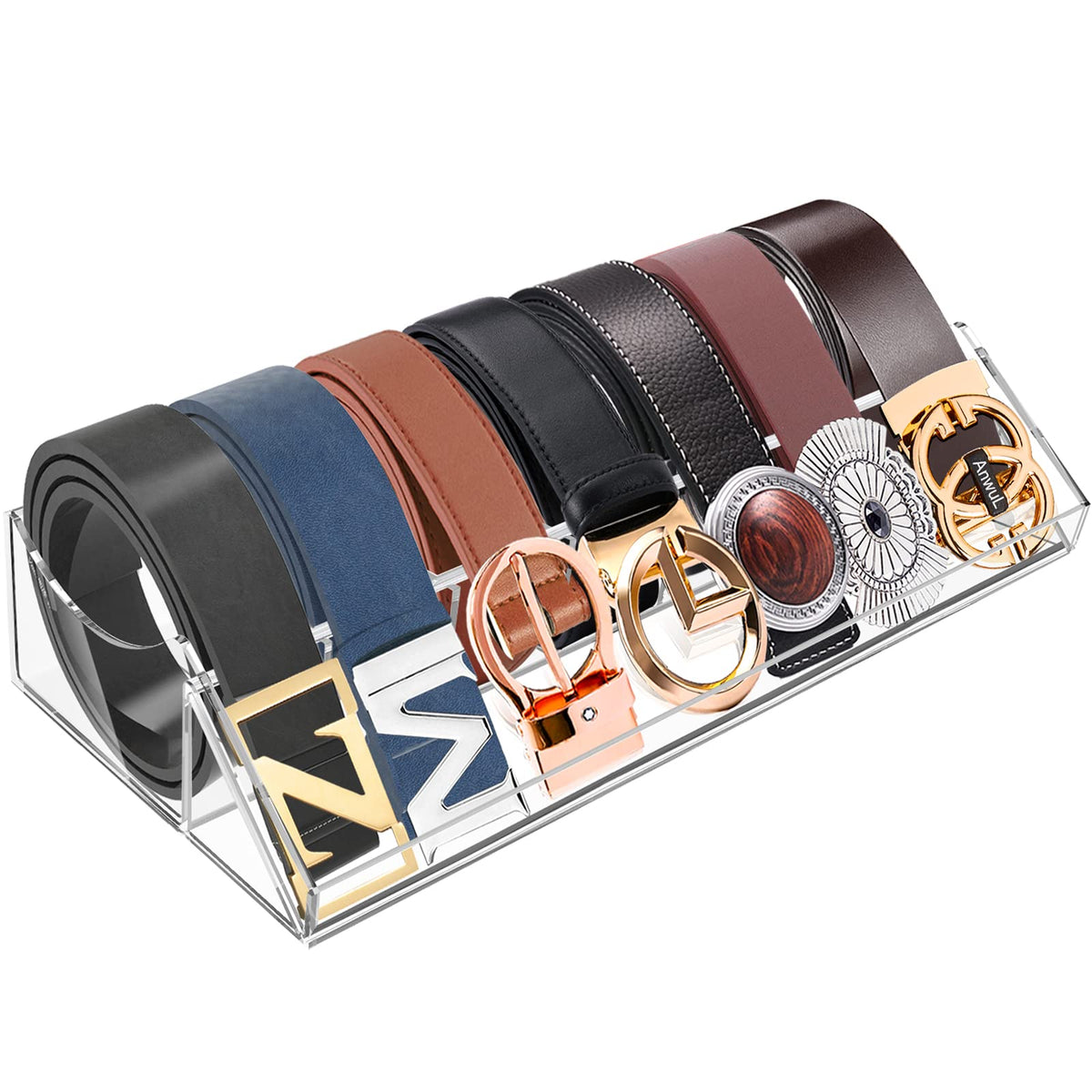 ToyaJeco Acrylic Belt Organizer, 7 Compartments Belt Storage Holder for Closet Drawer