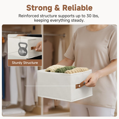 StorageWorks Fabric Storage Boxes, Wardrobe Storage Boxes with Handles, Baskets for Closets, Bedroom Boxes