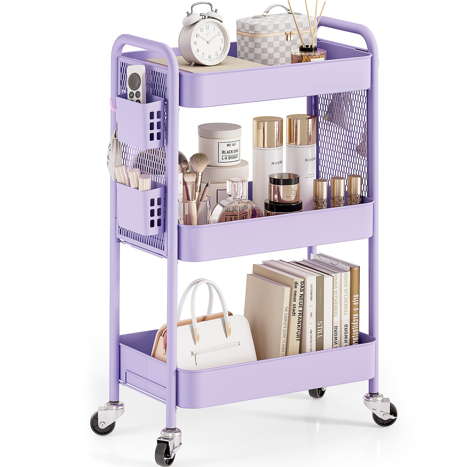 Urackify 3 Tier Storage Trolley on Wheels, purple