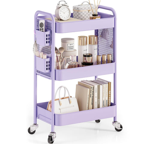 Urackify 3 Tier Storage Trolley on Wheels, purple