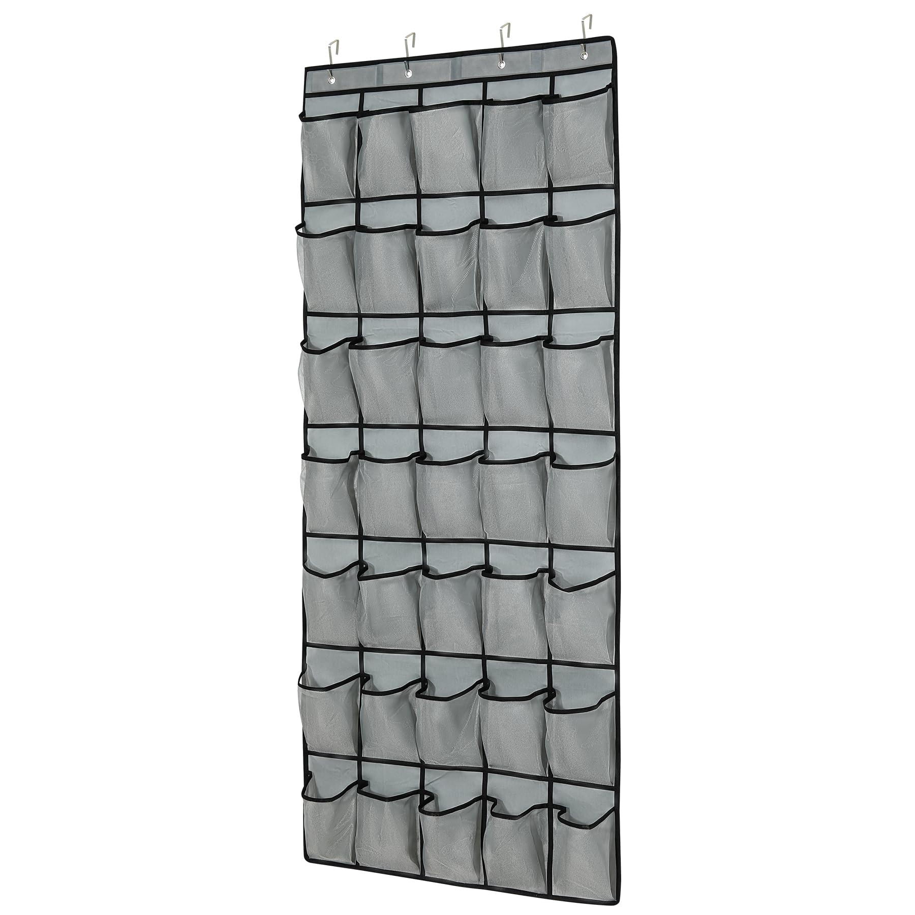 35-Pocket Over The Door Shoe Organizer - Mesh Pockets Shoe Holder Rack With 4 Metal Hooks