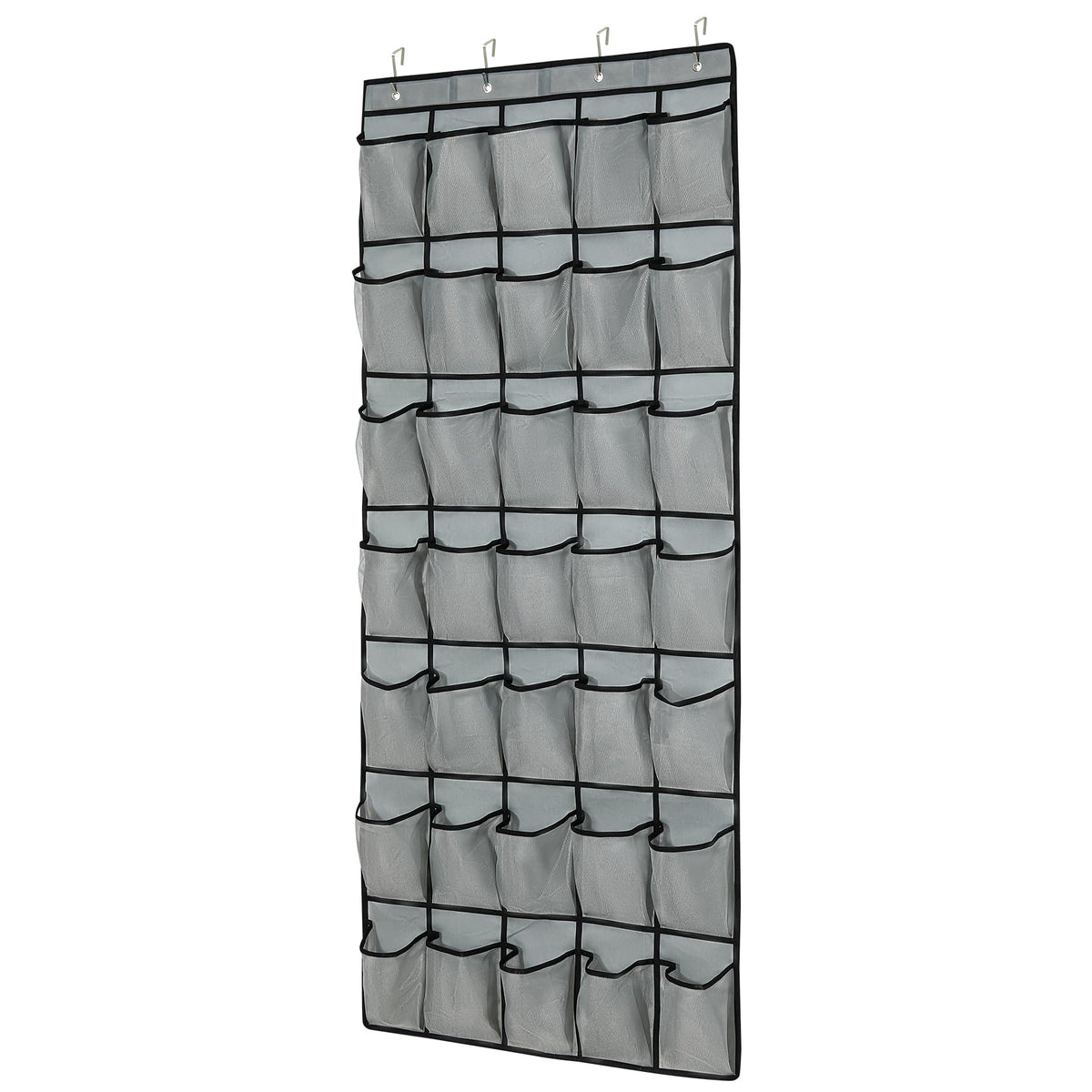 35-Pocket Over The Door Shoe Organizer - Mesh Pockets Shoe Holder Rack With 4 Metal Hooks