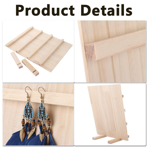 LDHHYH 2 Pack 4-Tier Wooden Jewellery Display Stand, Wood Earring Display Stands, Tiered Craft Fair Displays for Selling Craft Earring Storage