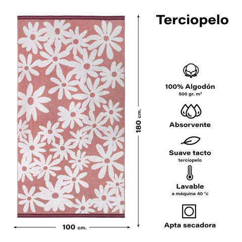 Top Towel - Pop - Large Beach Towel 100 x 180 cm - 100% Egyptian Cotton Terry Double Thread - Soft and Durable - Velvet Finish - Machine Washable
