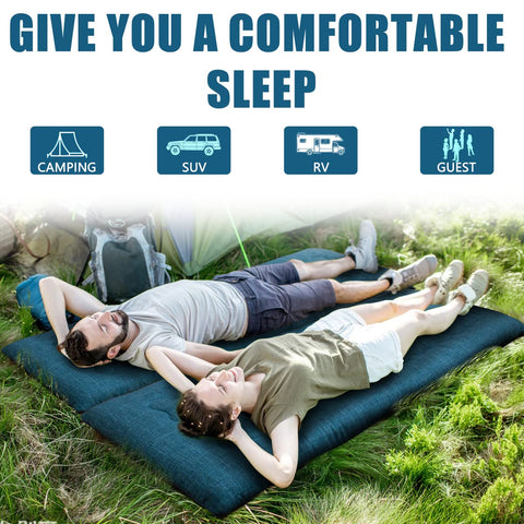 MAXYOYO Portable Foldable Futon Mattress, Hypoallergenic Fabric and High-Density Foam Mattress Pad with Handle and Zipper for Outdoor Indoor Camping