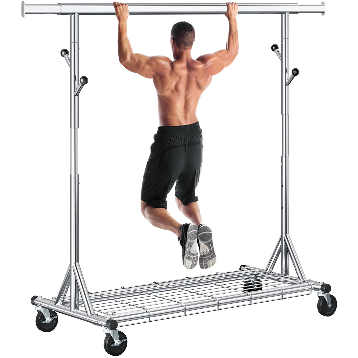 Gewudraw Clothes Rail, Heavy Duty 285kg Capacity, Height Adjustable, Chrome