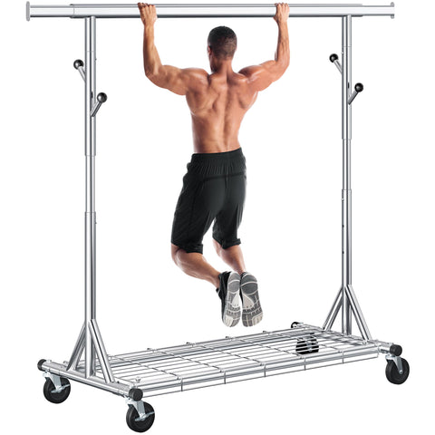 Gewudraw Clothes Rail, Heavy Duty 285kg Capacity, Height Adjustable, Chrome