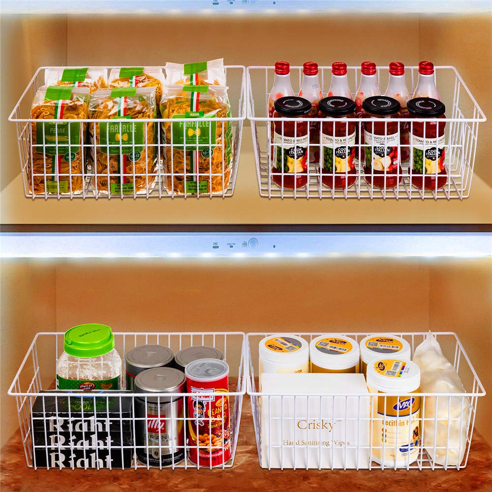 SANNO Freezer Wire Organizer Storage Basket Large Organizer Bins for Organizing Fridge Storage, Freezer, Office, Bathroom