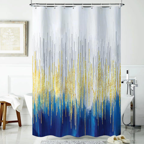 Lirzxin Shower Curtain for Bathroom, Waterproof Shower Curtains Polyester Abstract Geometric Stripes Gradient Theme Modern Thick Mildew Resistant