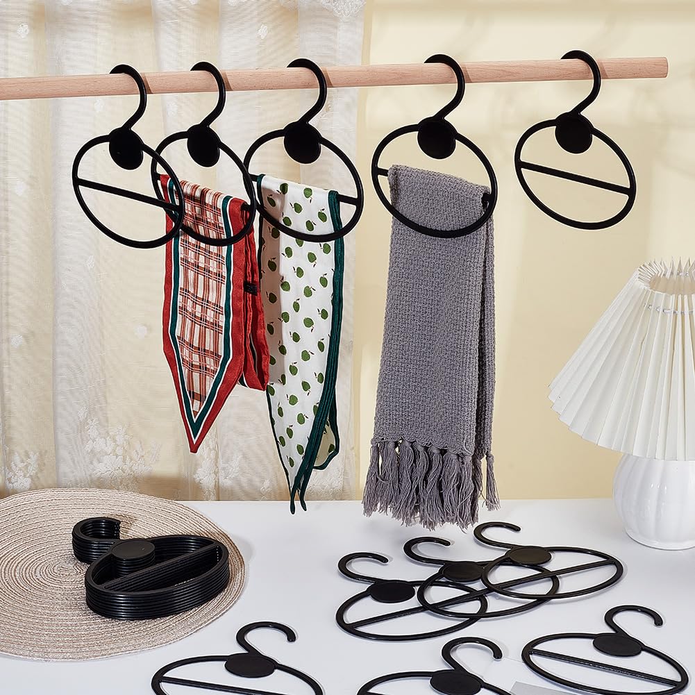 AHANDMAKER 50Pcs Black Oval Plastic Scarf Display Storage Hangers