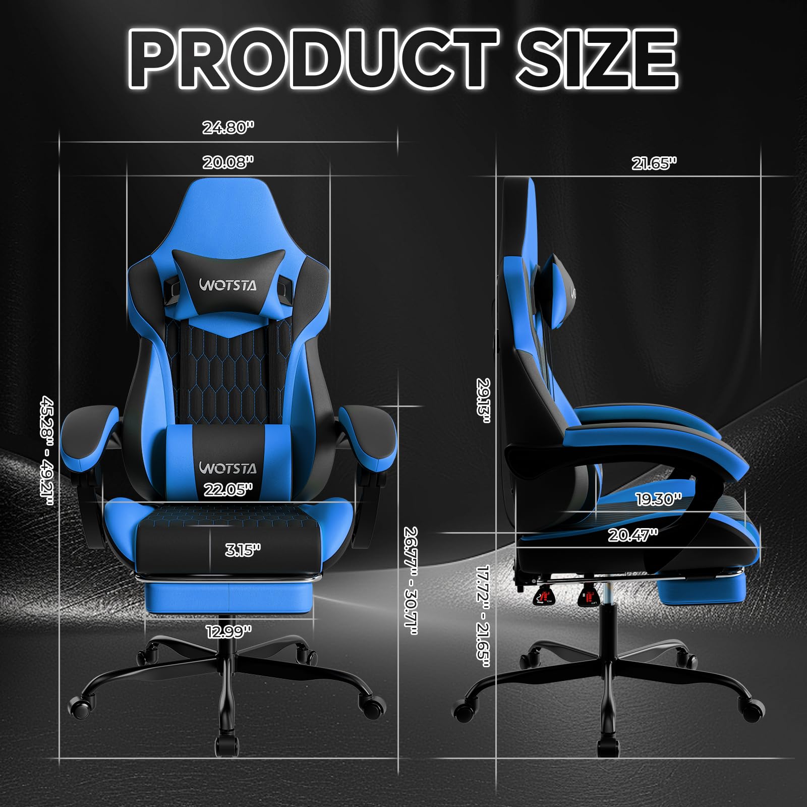 WOTSTA Gaming Chair, Ergonomic Gaming Chair with Footrest and Lumbar Support, Computer Chairs