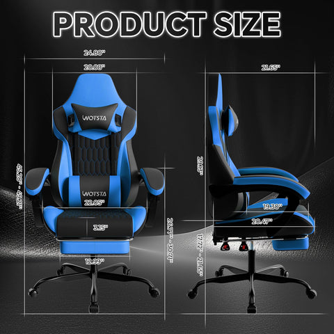 WOTSTA Gaming Chair, Ergonomic Gaming Chair with Footrest and Lumbar Support, Computer Chairs