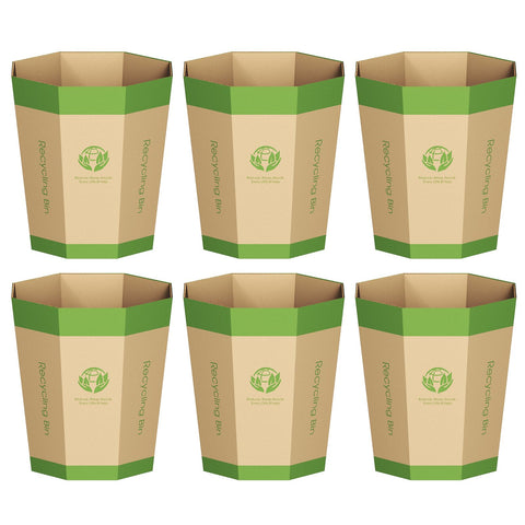 6-Pack Cardboard Waste Paper Bin – Foldable, Recyclable, Plastic-Free & Reusable Trash Can - Small Rubbish Bin - Waste Basket Perfect for Office