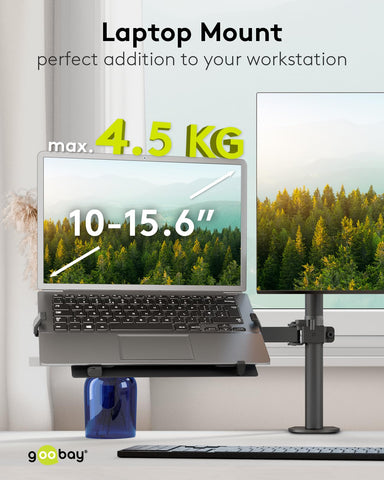 Goobay Laptop Holder for Monitor Arm 10-15.6 Inch Up to 4.5 kg VESA 100x100 - Basic - 70817