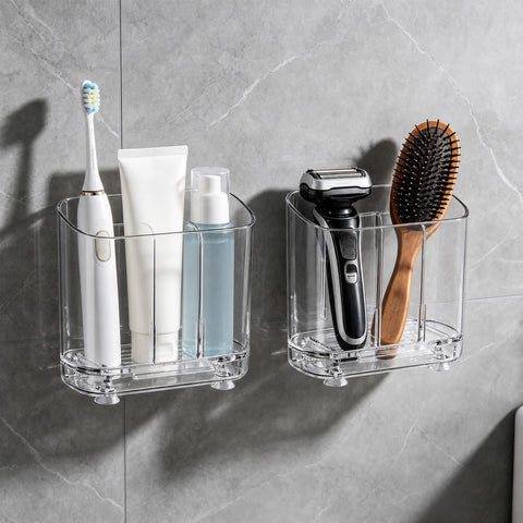2Pcs 2-Slot Electric Toothbrush Holder Wall & Counter, No-Drill