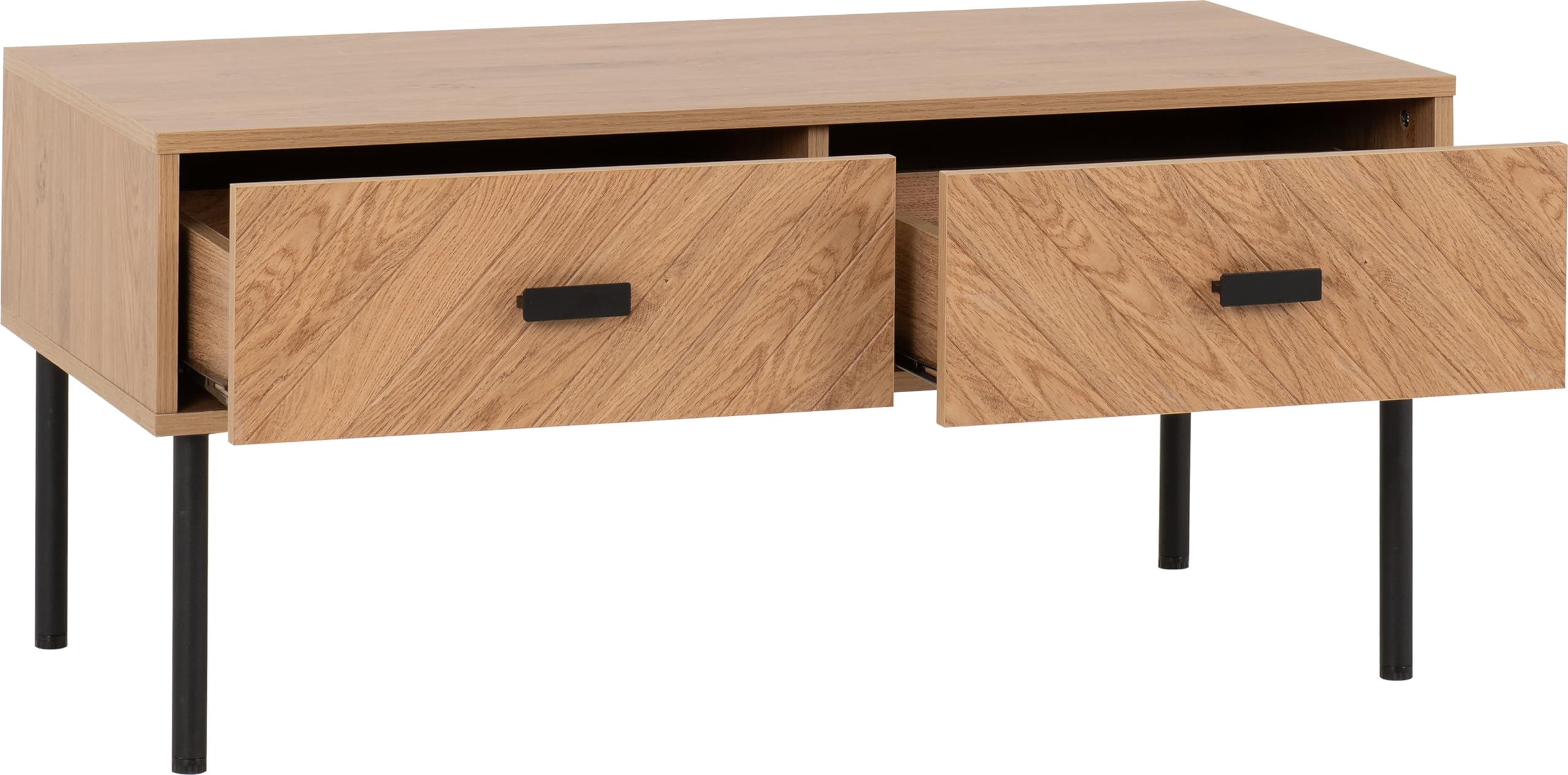 Seconique Leon 2 Drawer Coffee Table in Medium Oak Effect