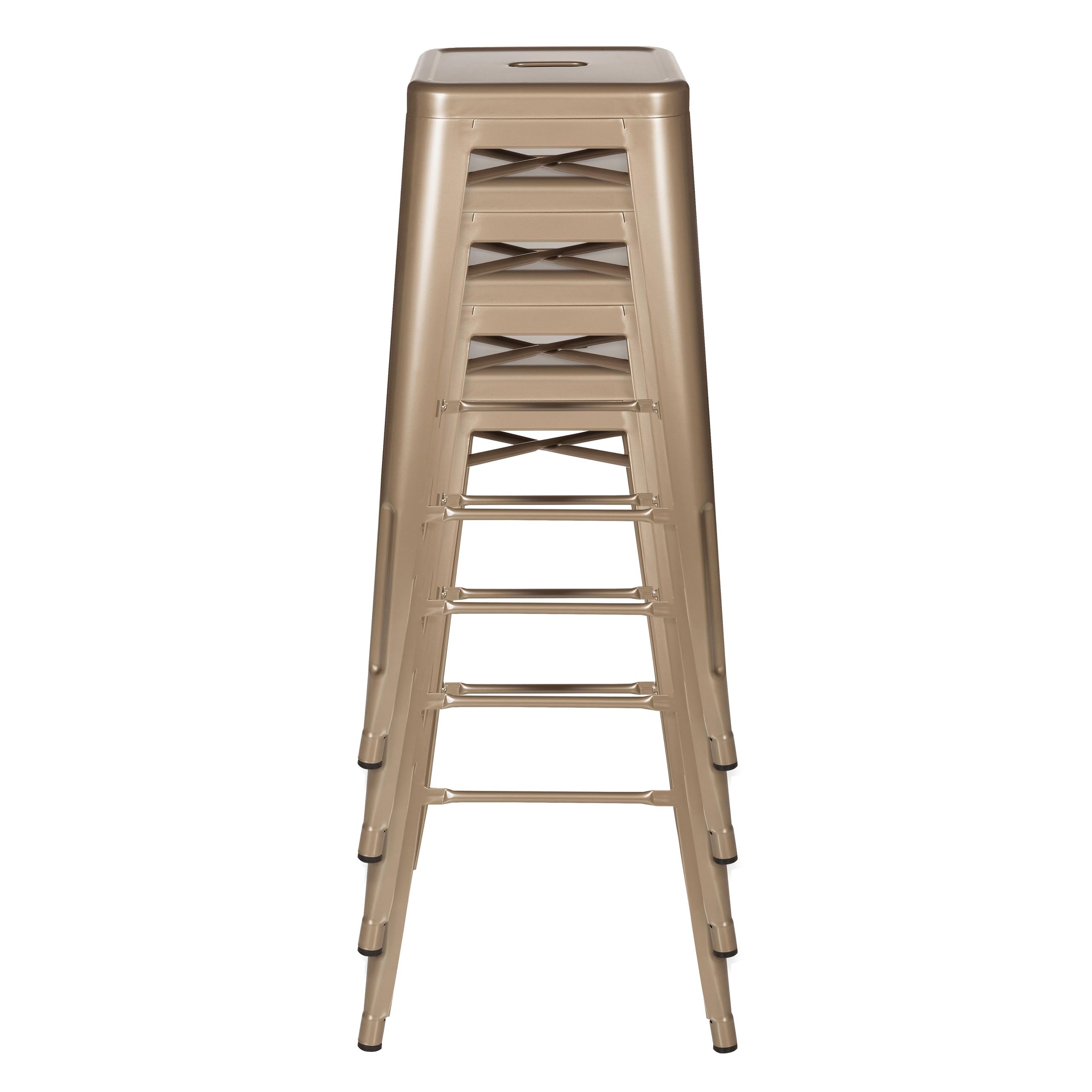 hjh OFFICE Barstool bistro stool VANTAGGIO HIGH metal stackable sturdy bistro stool metallic gold